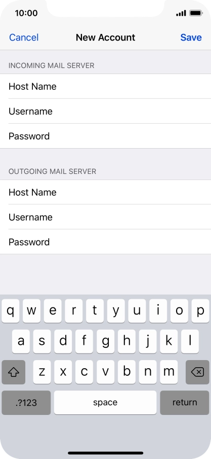Press Save. Your email account has now been set up. To select more settings for incoming and outgoing server, proceed with the following steps. Press Save. Your email account has now been set up. To select more settings for incoming and outgoing server, proceed with the following steps.