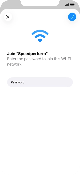 Key in the password for the Wi-Fi network and press the confirm icon. Key in the password for the Wi-Fi network and press the confirm icon.