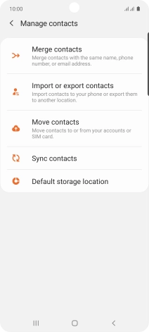 Press Import or export contacts. Press Import or export contacts.
