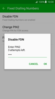 Key in your PIN2 and press OK.