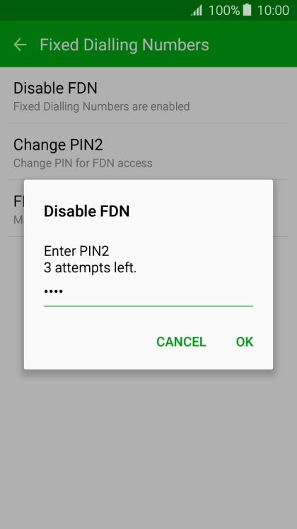 Key in your PIN2 and press OK.