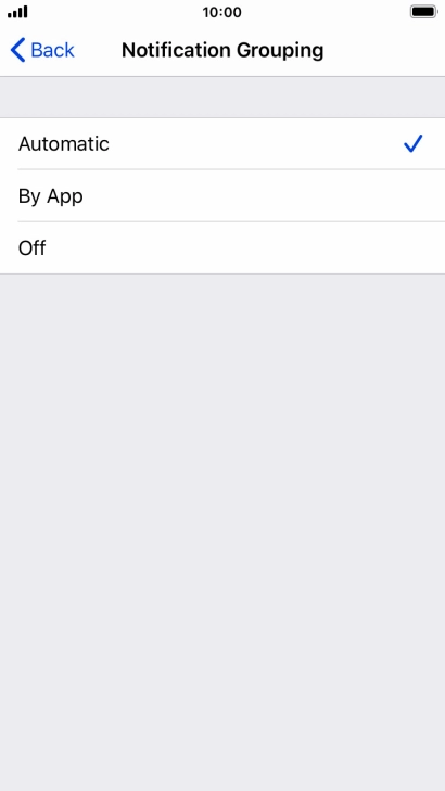 Press the required setting.