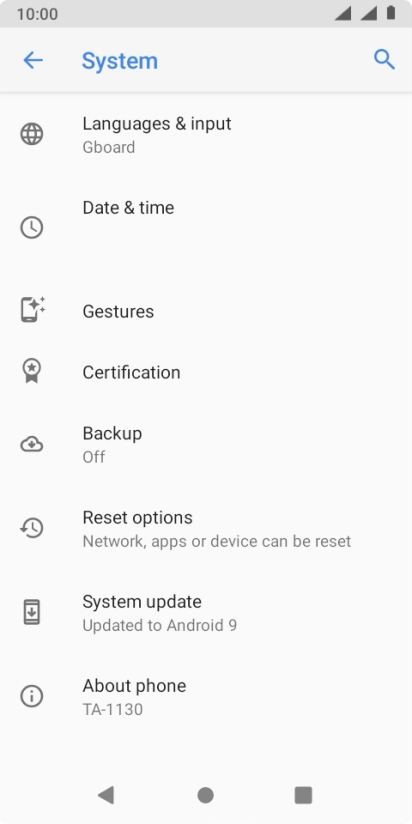 Press System update. If a new software version is available, it's displayed. Follow the instructions on the screen to update the phone software.