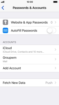 Press the name of the email account you've just set up. Press the name of the email account you've just set up.
