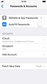 Press the name of the email account you've just set up. Press the name of the email account you've just set up.