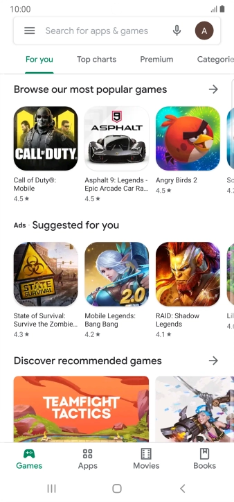 Press the search field.