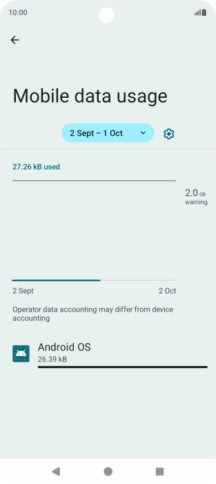 The data usage for each application is displayed below the name of the application.