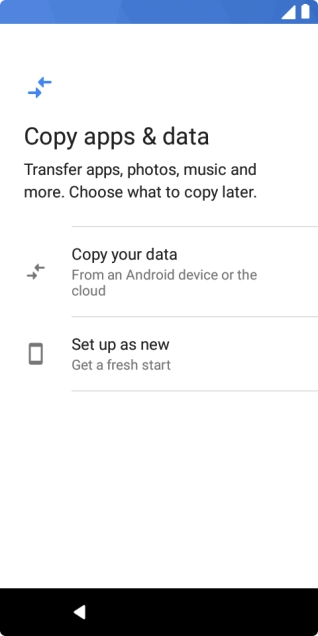You can transfer the contents of another phone to your phone when it's activated for the first time and after a factory reset. When this screen is displayed, your phone is ready to transfer contents from another phone. You can transfer the contents of another phone to your phone when it's activated for the first time and after a factory reset. When this screen is displayed, your phone is ready to transfer contents from another phone.