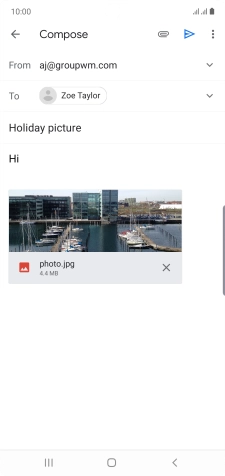 Press the send icon when you've finished your email message.