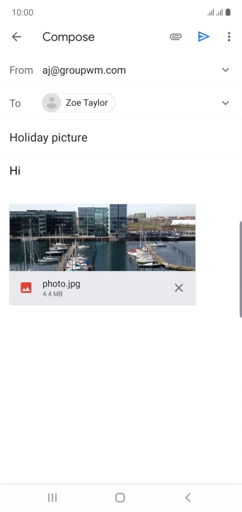 Press the send icon when you've finished your email message.