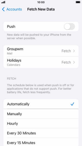If you turn off the function, press the required setting.