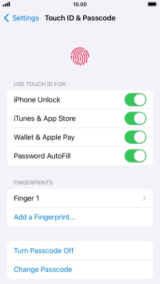 Press the indicators next to the required settings to turn them on or off.