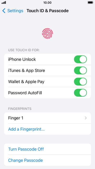 Press the indicators next to the required settings to turn them on or off.