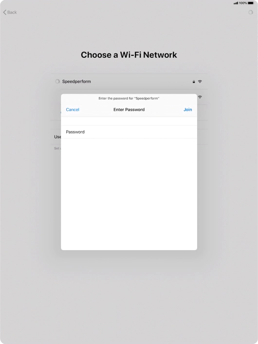 Key in the password for the Wi-Fi network and press Join. Key in the password for the Wi-Fi network and press Join.