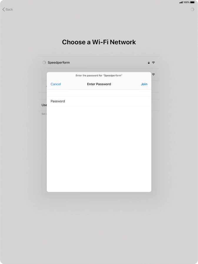 Key in the password for the Wi-Fi network and press Join. Key in the password for the Wi-Fi network and press Join.