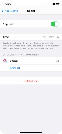 Press Delete Limit.
