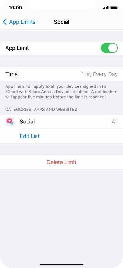 Press Delete Limit.