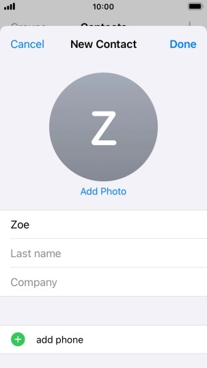 Press Last name and key in the last name. Press Last name and key in the last name.
