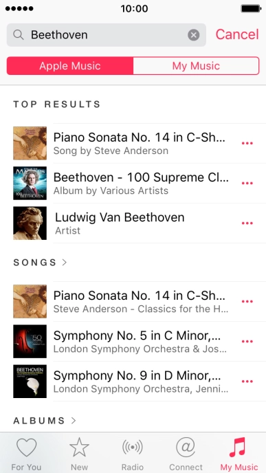 Press the dots next to the required song. Press the dots next to the required song.
