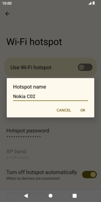 Key in the required Wi-Fi hotspot name and press OK.
