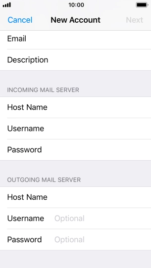 Press Username and key in the username for your email account. Please note that if you're using Vodafone's outgoing server, leave the username field empty.