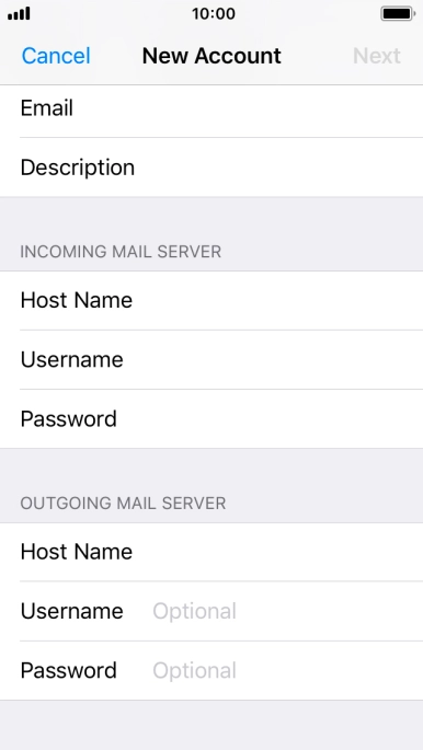 Press Username and key in the username for your email account. Please note that if you're using Vodafone's outgoing server, leave the username field empty.
