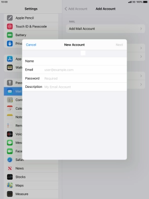 Press Email and key in your email address.