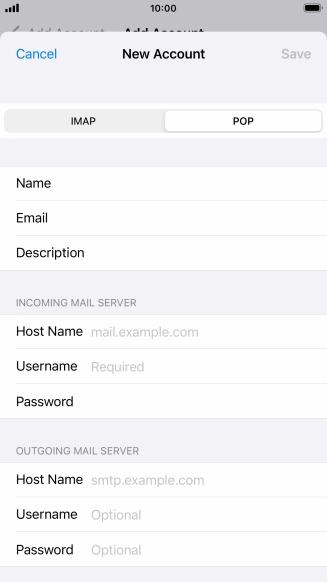 Press Host Name and key in the name of your email provider's incoming server. Press Host Name and key in the name of your email provider's incoming server.