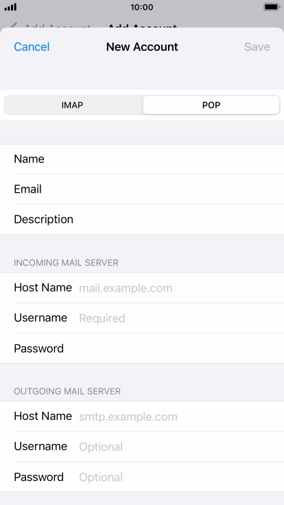 Press Host Name and key in the name of your email provider's incoming server. Press Host Name and key in the name of your email provider's incoming server.