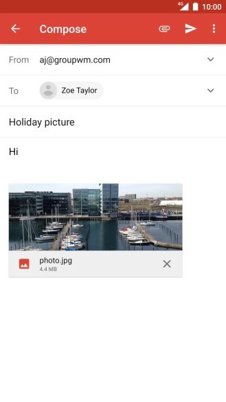 Press the send icon when you've finished your email message.
