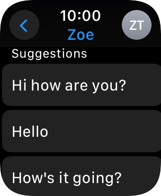 Press the required quick reply. Press the required quick reply.