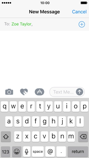 Press the text input field and write the text for your text message. Press the text input field and write the text for your text message.
