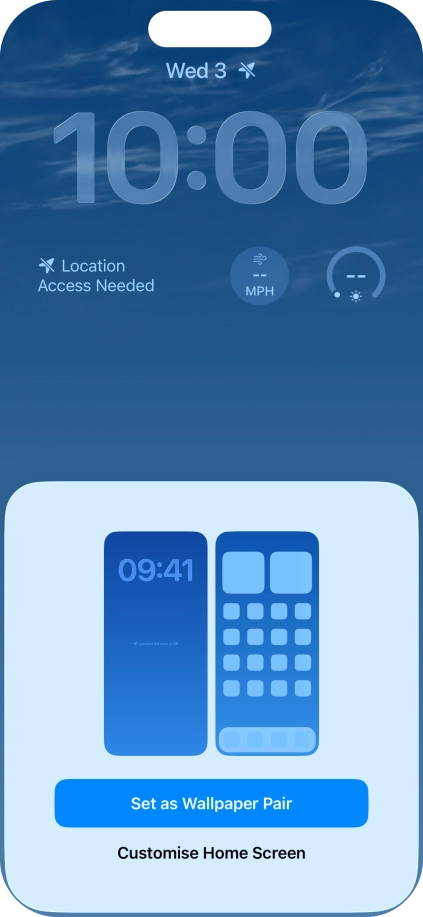To use the same colour theme on the home screen, press Set as Wallpaper Pair.