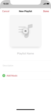 Press the text input field and key in a name for the playlist. Press the text input field and key in a name for the playlist.