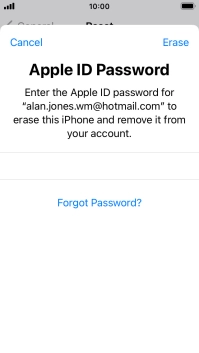 Key in the password for your Apple ID and press Erase. Wait a moment while the factory default settings are restored. Follow the instructions on the screen to set up your phone and prepare it for use. Key in the password for your Apple ID and press Erase. Wait a moment while the factory default settings are restored. Follow the instructions on the screen to set up your phone and prepare it for use.