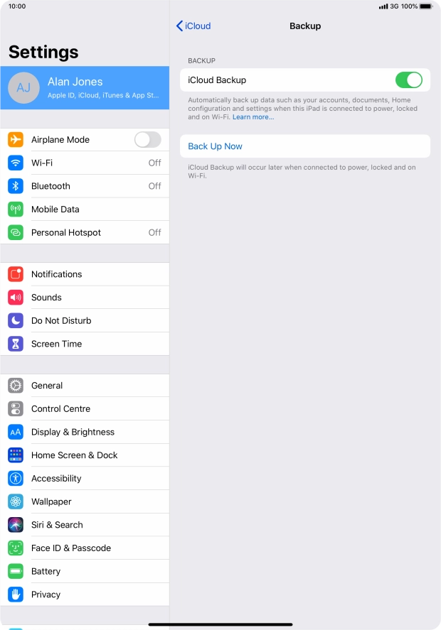 Press Back Up Now and wait while the tablet memory is backed up. Press Back Up Now and wait while the tablet memory is backed up.
