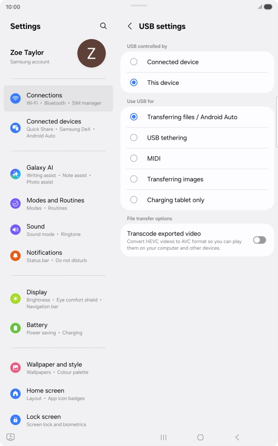 Press Transferring files / Android Auto. Press Transferring files / Android Auto.