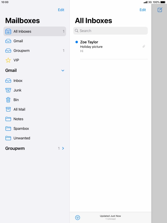 Press the required email account.