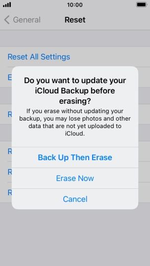 Press the required setting. Press the required setting.