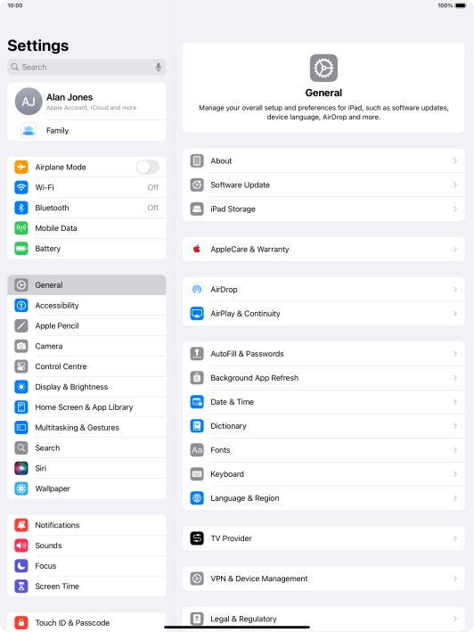 Press Mobile Data.