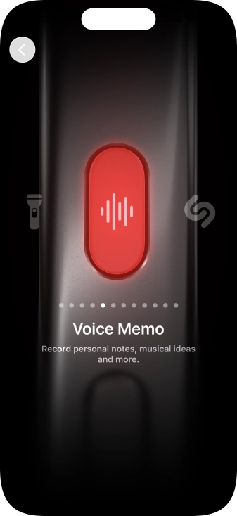 Slide your finger right or left on the screen to select the required function.