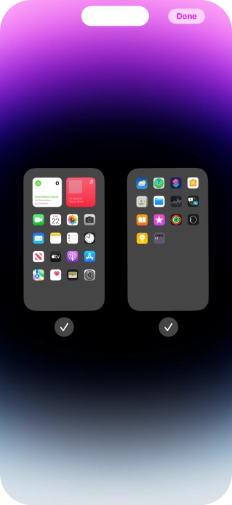 Press the fields below the required home screens to select or deselect them. Press the fields below the required home screens to select or deselect them.