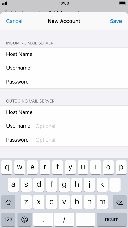 Press Username and key in the username for your email account. Please note that if you're using Vodafone's outgoing server, leave the username field empty.
