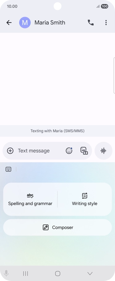To generate a text, press Composer and follow the instructions on the screen to use the function.
