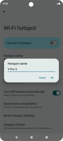 Key in the required Wi-Fi hotspot name and press OK. Key in the required Wi-Fi hotspot name and press OK.