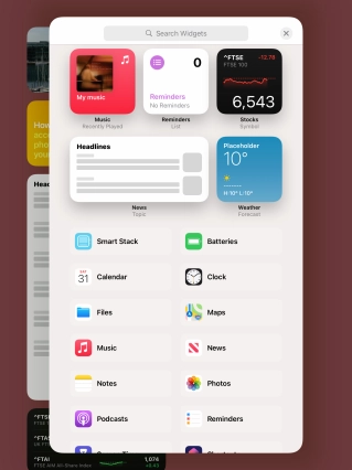 Press the required widget. Press the required widget.