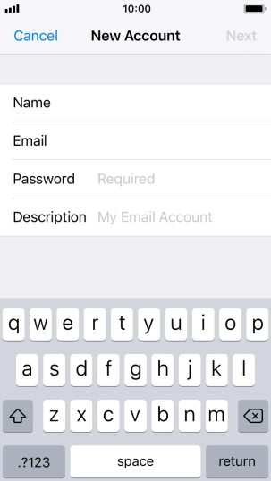Press Password and key in the password for your email account. Press Password and key in the password for your email account.