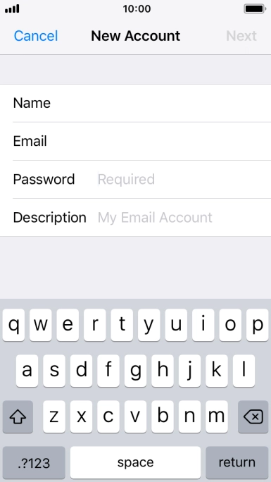 Press Password and key in the password for your email account. Press Password and key in the password for your email account.