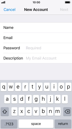 Press Password and key in the password for your email account. Press Password and key in the password for your email account.