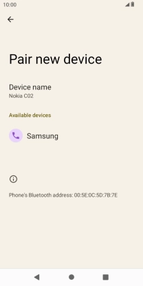 Press the required Bluetooth device and follow the instructions on the screen to pair the device with your phone. Press the required Bluetooth device and follow the instructions on the screen to pair the device with your phone.